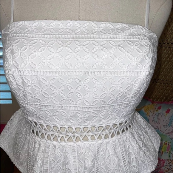 Lilly Pulitzer NWT Jan Peplum Crop Top & Skirt Set White Eyelet $228 Size 6 - Picture 10 of 15